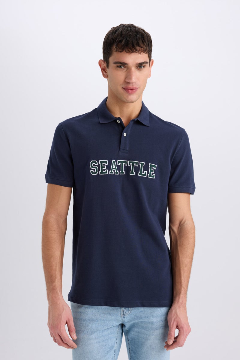 DeFacto Blue Man Regular Fit Polo Collar Short Sleeve Polo T-Shirt Casual - Image 4